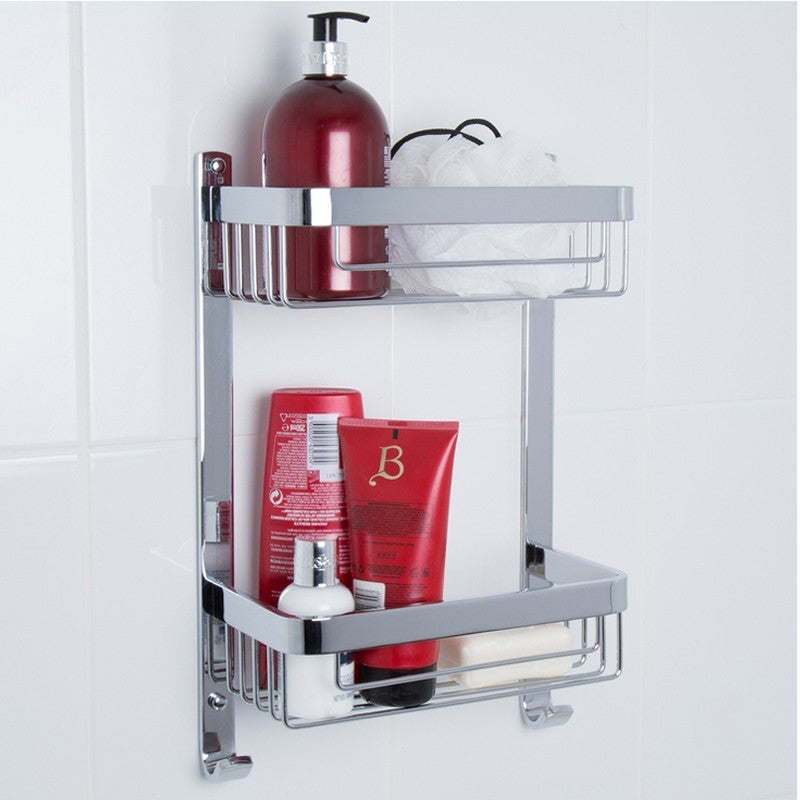 Mensola doccia frontale con due ripiani cromata - serie Trend