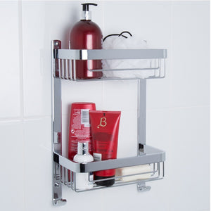 Mensola doccia frontale con due ripiani cromata - serie Trend