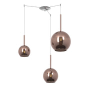 Lampadario Contemporaneo Future Metallo Cromo Vetro Rame 3 Luci E27