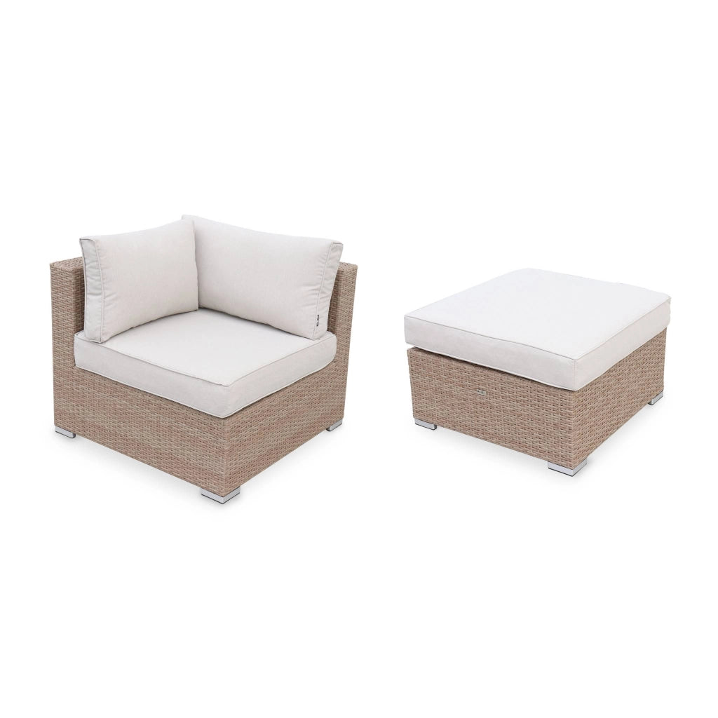 Salotto da giardino in resina intrecciata, 5 posti, beige