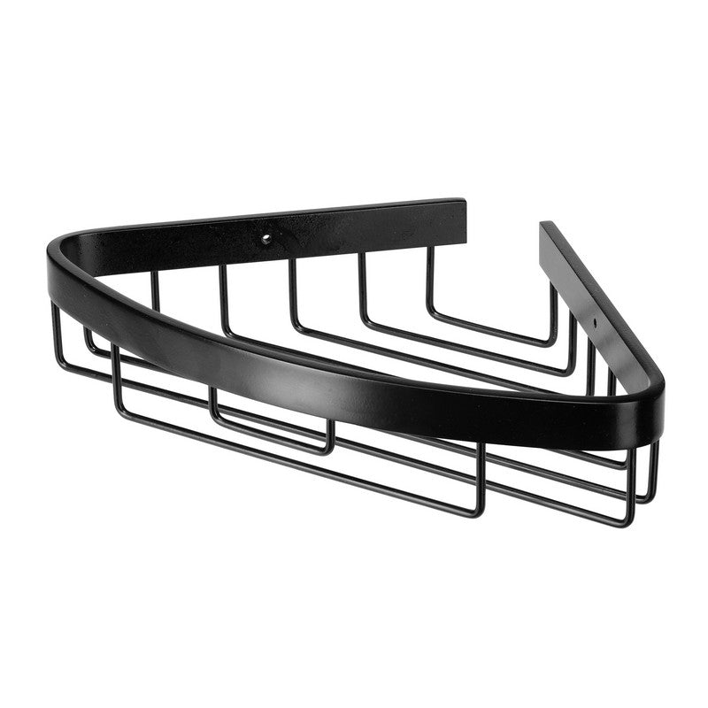 Mensola doccia ad angolo nero opaco con un ripiano - serie Trend