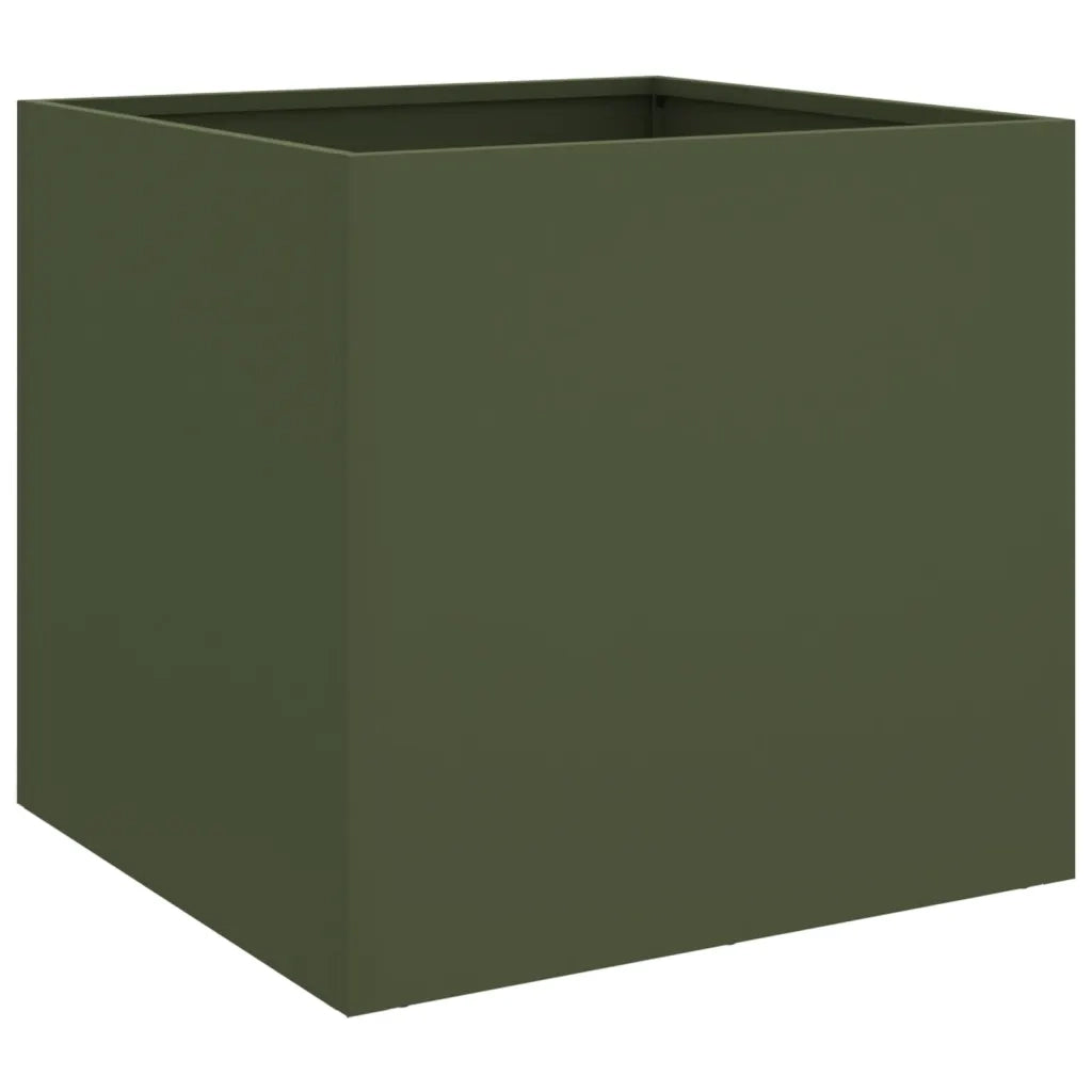 Fioriera-Vaso-Contenitore per Piante Verde Oliva 42x40x39 cm in Acciaio