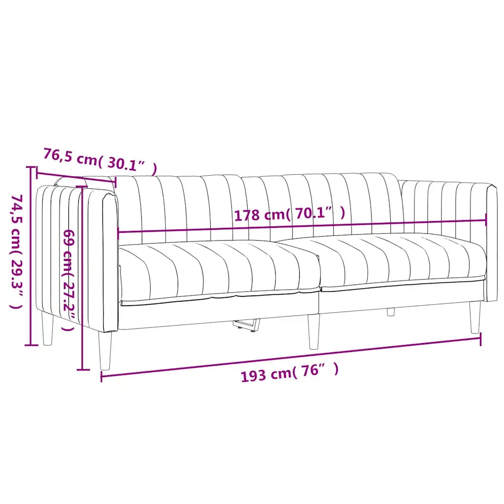 Set di Divani 3 pz Blu in Tessuto 3209235