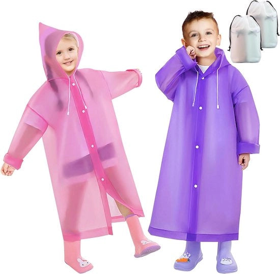 Poncho per bambini 2 in 1 con cappuccio e maniche, impermeabile giacca per bambine e bambini, mantellina per bambini con stile per campeggio, viaggio e escursione