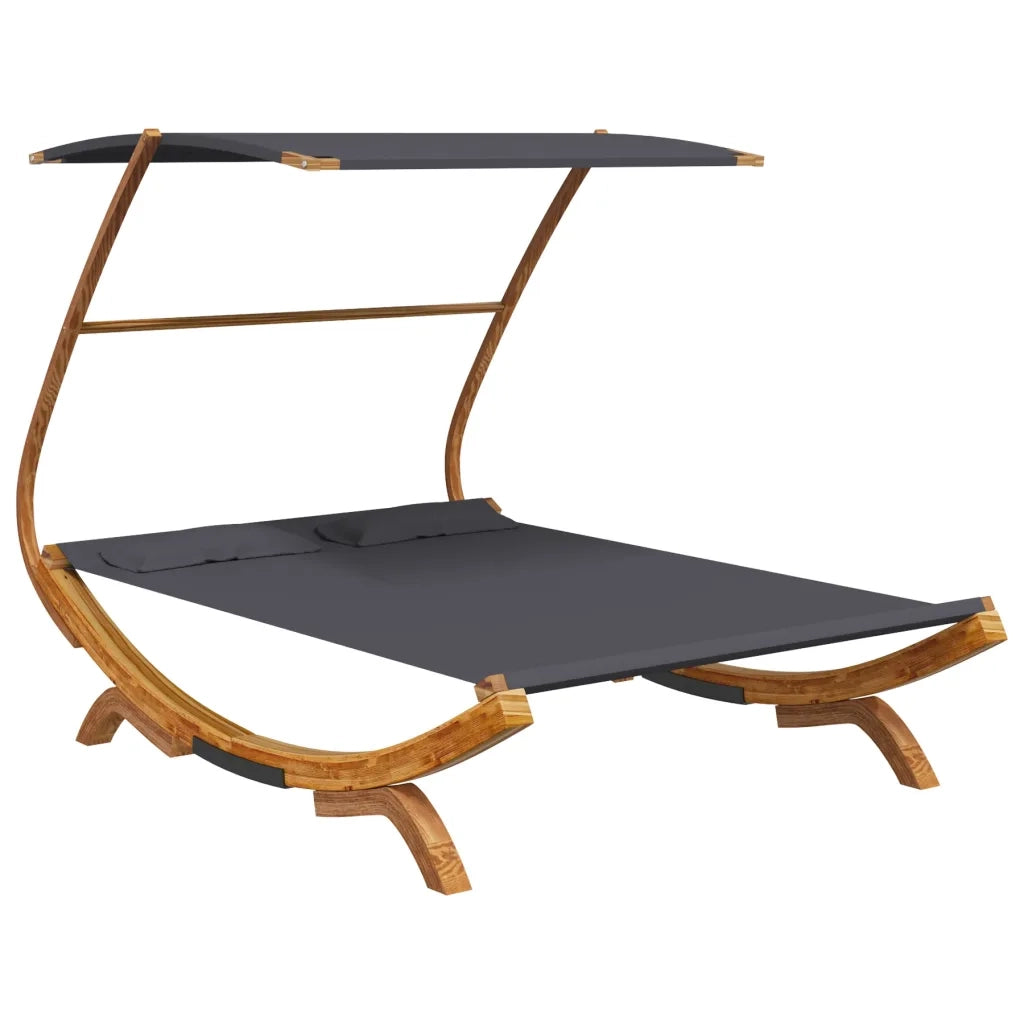 Lettino con Tettuccio 165x203x138 cm in Legno Curvato Antracite CFW4837030