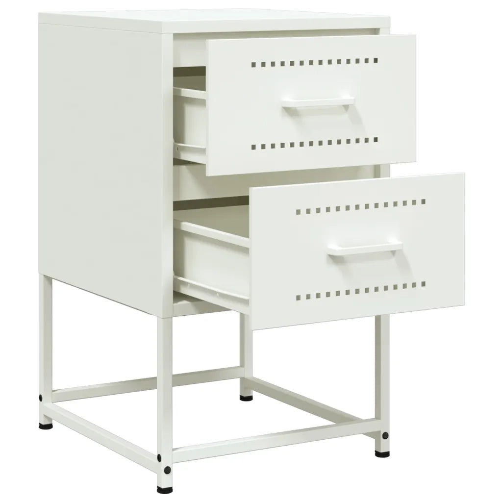 Comodini 2 pz-Set di 2 Tavolino da notte Bianchi 36x39x60,5 cm in Acciaio 245189