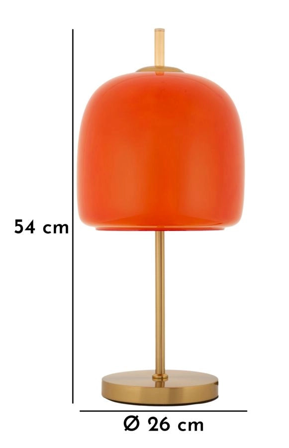 Lampada da Tavolo Oldy 30x16x53 cm in Ferro e Vetro Oro e Arancione