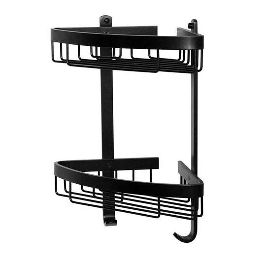 Mensola doccia ad angolo con due ripiani nero opaco - serie Trend