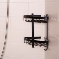 Mensola doccia ad angolo con due ripiani nero opaco - serie Trend