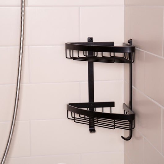 Mensola doccia ad angolo con due ripiani nero opaco - serie Trend