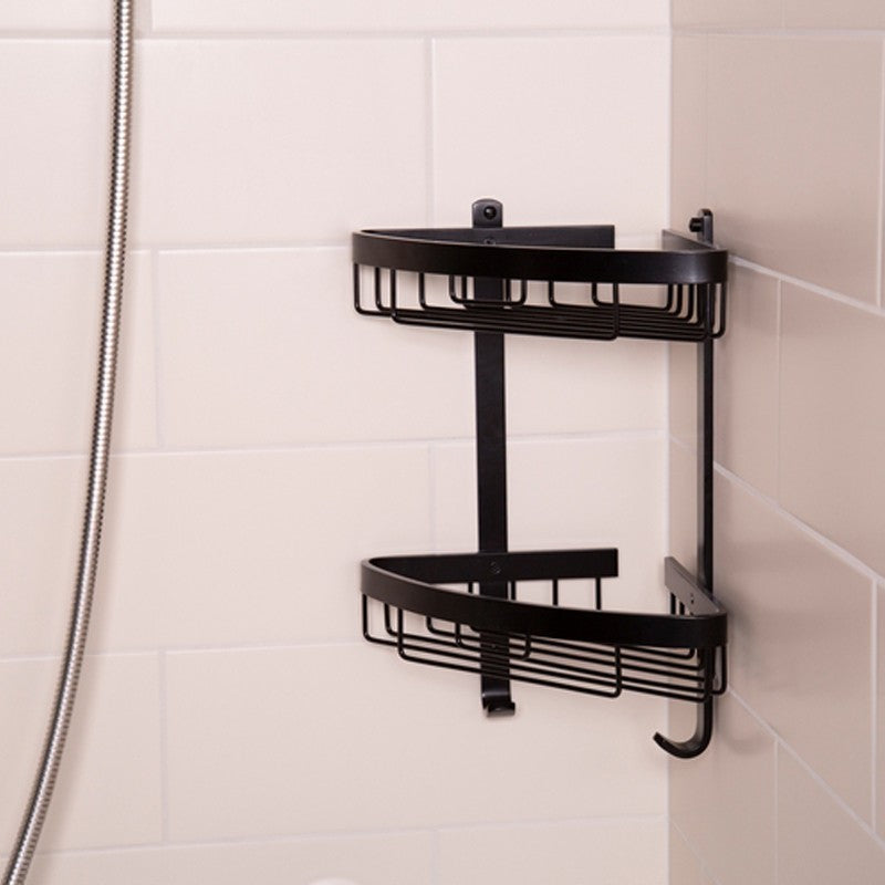 Mensola doccia ad angolo con due ripiani nero opaco - serie Trend