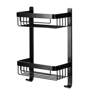 Mensola doccia frontale nero opaco con due ripiani - serie Trend