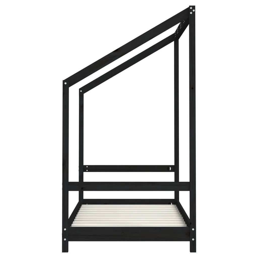 Giroletto per Bambini | Letto Infantile | Lettino Nero 80x160 cm in Legno Massello di Pino