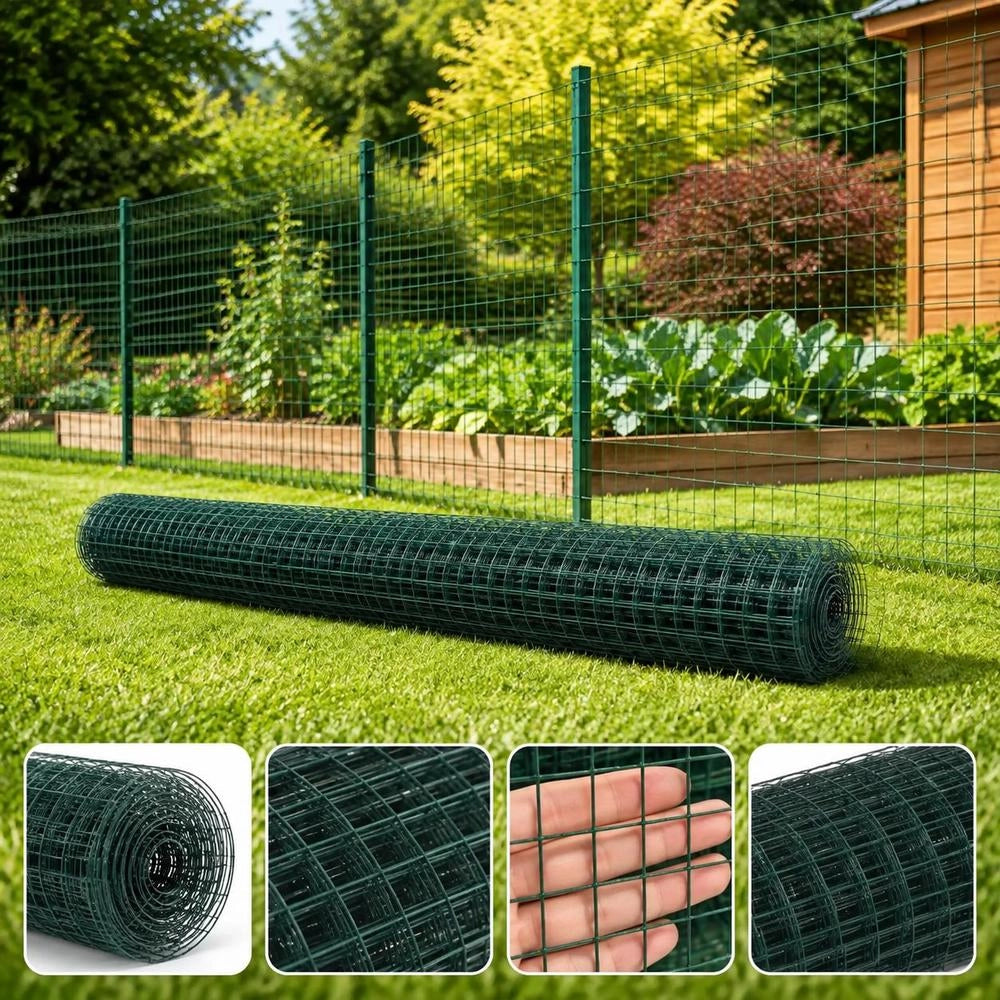 Steel Wire Fence With PVC Coating, 25x1.5 M, Green