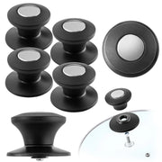 Pomello per coperchio KADAX, pomello per coperchio pentola, pomello per padella, nero, 4 pezzi