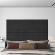 Testiera da Parete 12 pcs Nero 60 x 15 cm Velluto 4008341