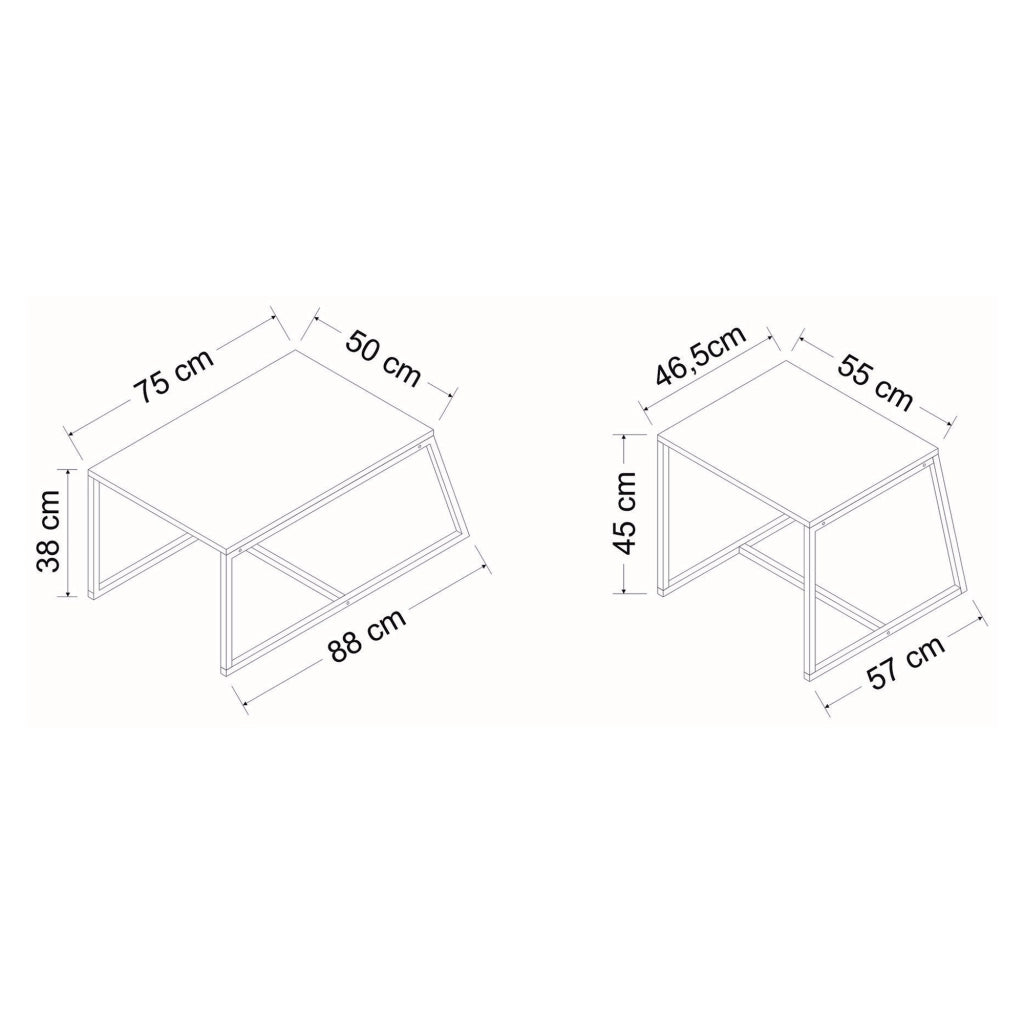 Urbania, Tavolino da Salotto Modulabile, 75x50x38h cm Nero Antracite