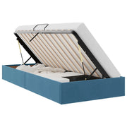 Letto singolo | Letto per adulti | Letto ottomano con archiviazione Blu Scuro 90 x 200 cm Velluto