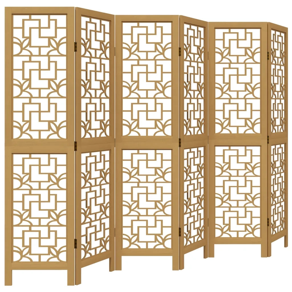 Divisorio Ambienti | Divider per stanze | Paravento 6 Pannelli Marrone Legno Massello Paulownia