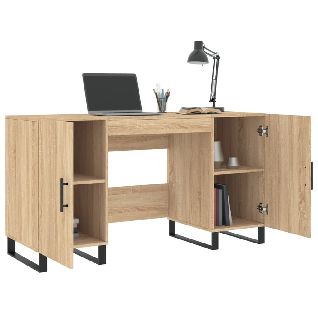 Scrivania tavolo postazione di lavoro mobile per computer studio rovere Sonoma 140 x 50 x 75 cm legno ingegnerizzato marrone 02_0023653