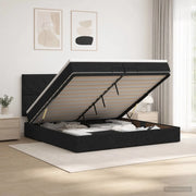 Letto ottomano con materasso Nero 200 x 200 cm Tessuto 3457600