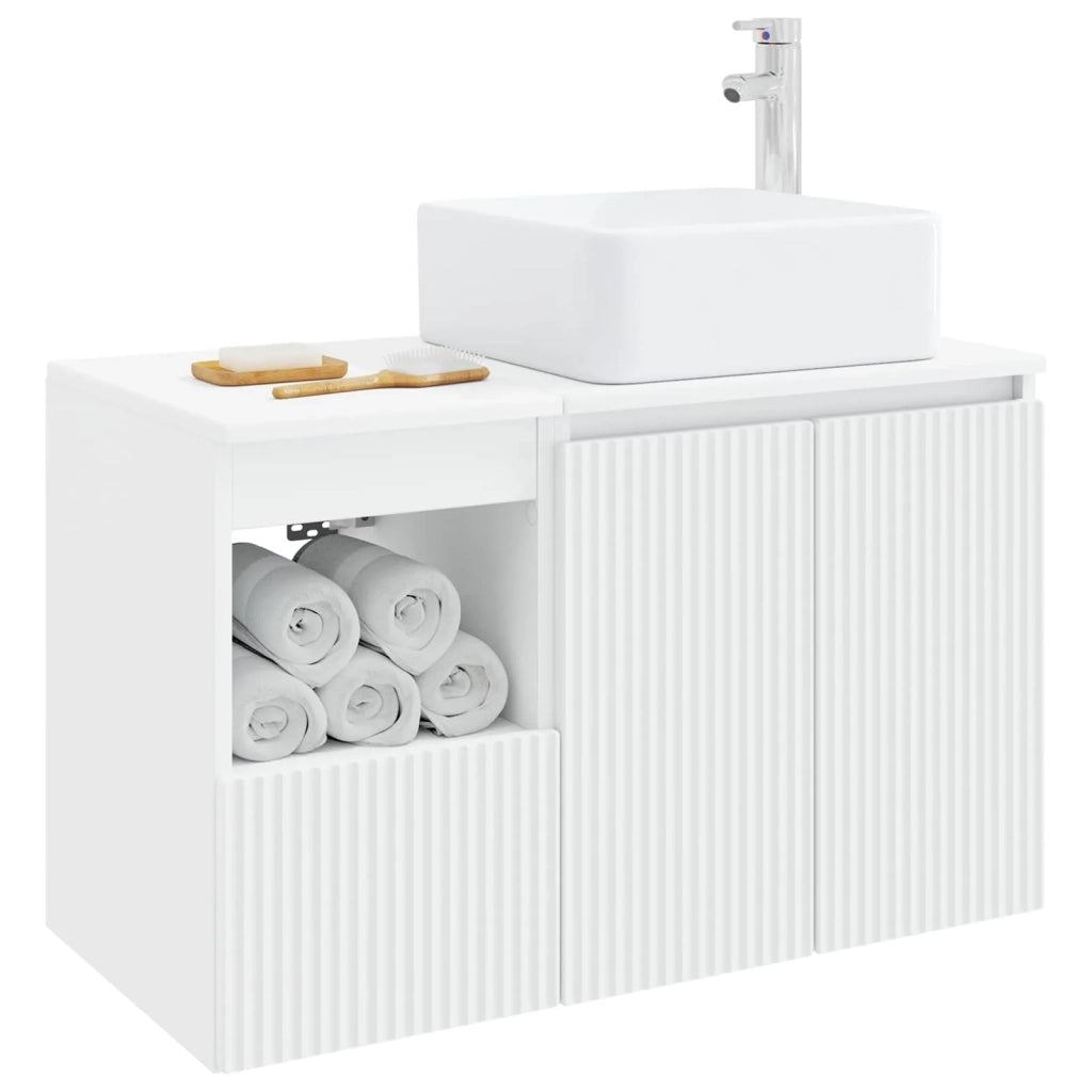 Set di mobili per il bagno 2 pz Bianco Legno ingegnerizzato 3404064
