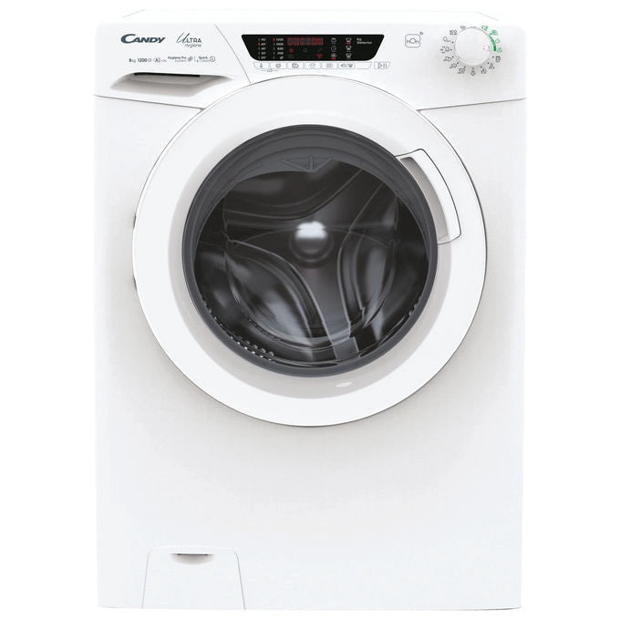 Candy lavatrice carica frontale 8 kg, classe A, 1200 giri, inverter, Wi-Fi, ciclo igiene, bianco, HE 1284TWM6-1-S