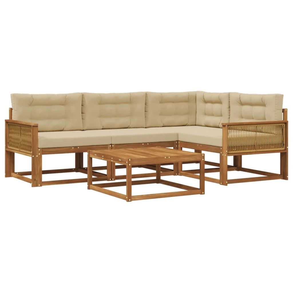Set di divani da esterno con cuscino 5 pcs Naturale e Beige 3382551