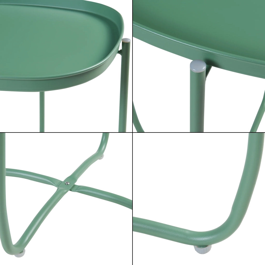 Tavolino da caffè con consolle laterale con piano rimovibile 53 x 46 x 46 cm acciaio verde 03_0010765