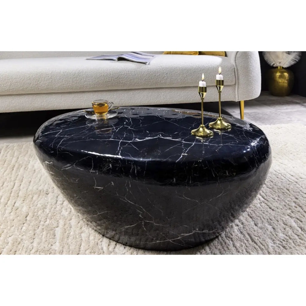Tavolino GALEA nero effetto marmo - Alluminio design contemporaneo