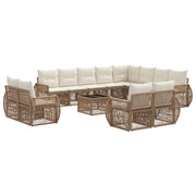 Set Divano da Giardino 13 pcs Beige e Bianco Crema polyrattan