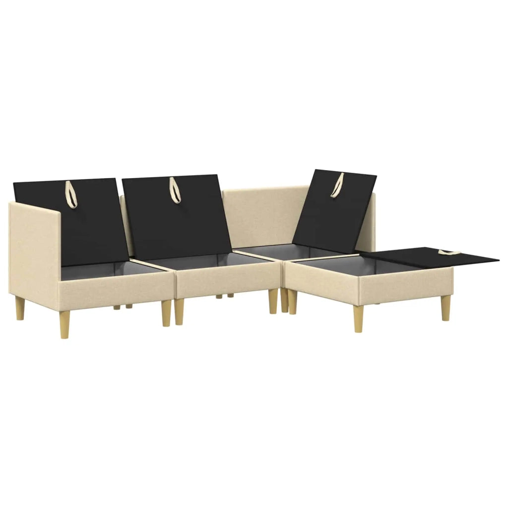 Set di mobili per il soggiorno con cuscino 4 pcs Crema Tessuto 3413710