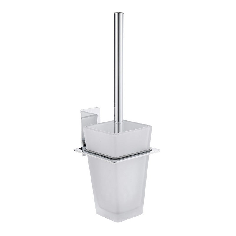 Porta scopino con bacinella in vetro satinato - serie Level