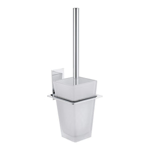 Porta scopino con bacinella in vetro satinato - serie Level