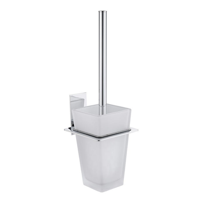 Porta scopino con bacinella in vetro satinato - serie Level