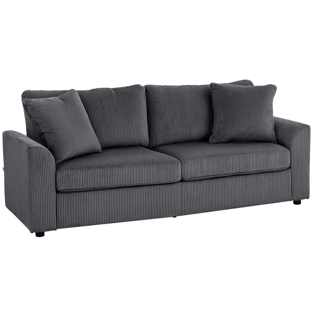 Divano 3 posti in velluto trapuntato con cuscini ¨C zephmum ¨C grigio scuro 212 cm