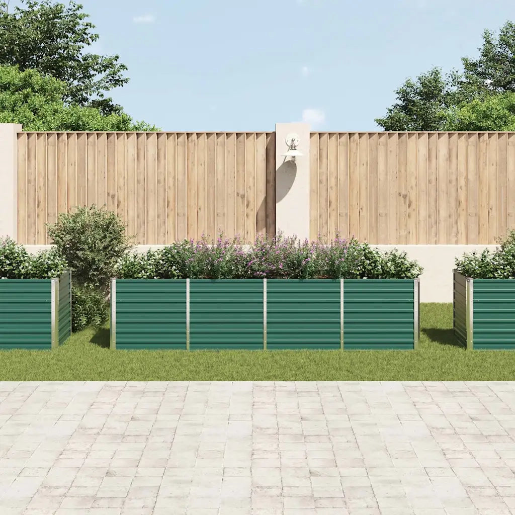 Letto Rialzato Giardino in Acciaio Zincato 320x80x77 cm Verde 44845