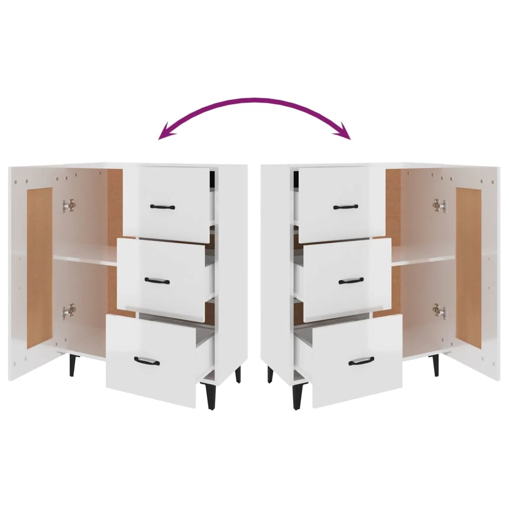 Buffet credenza cassettiera mobiletto mobile contenitore organizer per cucina soggiorno finitura lucida 69,5 x 34 x 90 cm legno ingegnerizzato bianco 02_0030752