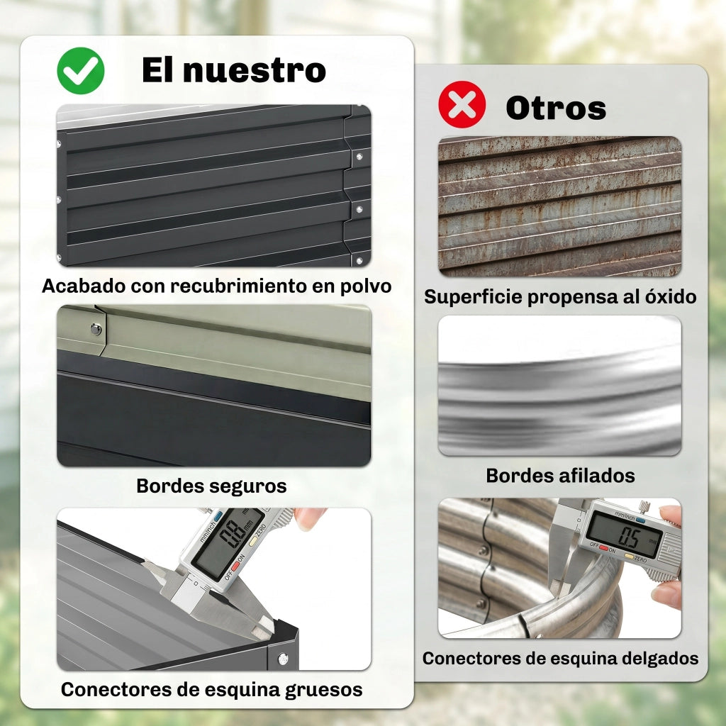 Fioriera Rialzata Rettangolare per Giardino ¨C zephmum ¨C Grigio Acciaio Galvanizzato 120x60x30,5 cm