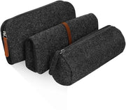 Set di astuccio per matite in velluto - 3 pezzi - Grigio scuro - Velluto resistente