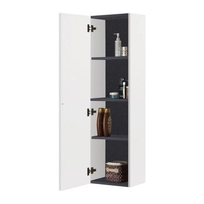 Colonna bagno sospesa H 138 cm bianco opaco con tre ripiani Master