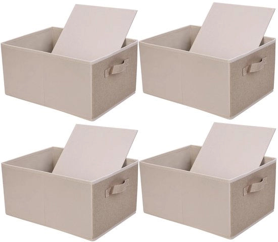 Organizzatore di abbigliamento opacchiabile, 4-pack, tessuto di alta qualità, 39 x 29 x 20 cm, organizzatore di abbigliamento per abiti, pantaloni, asciugamani, giocattoli (beige)