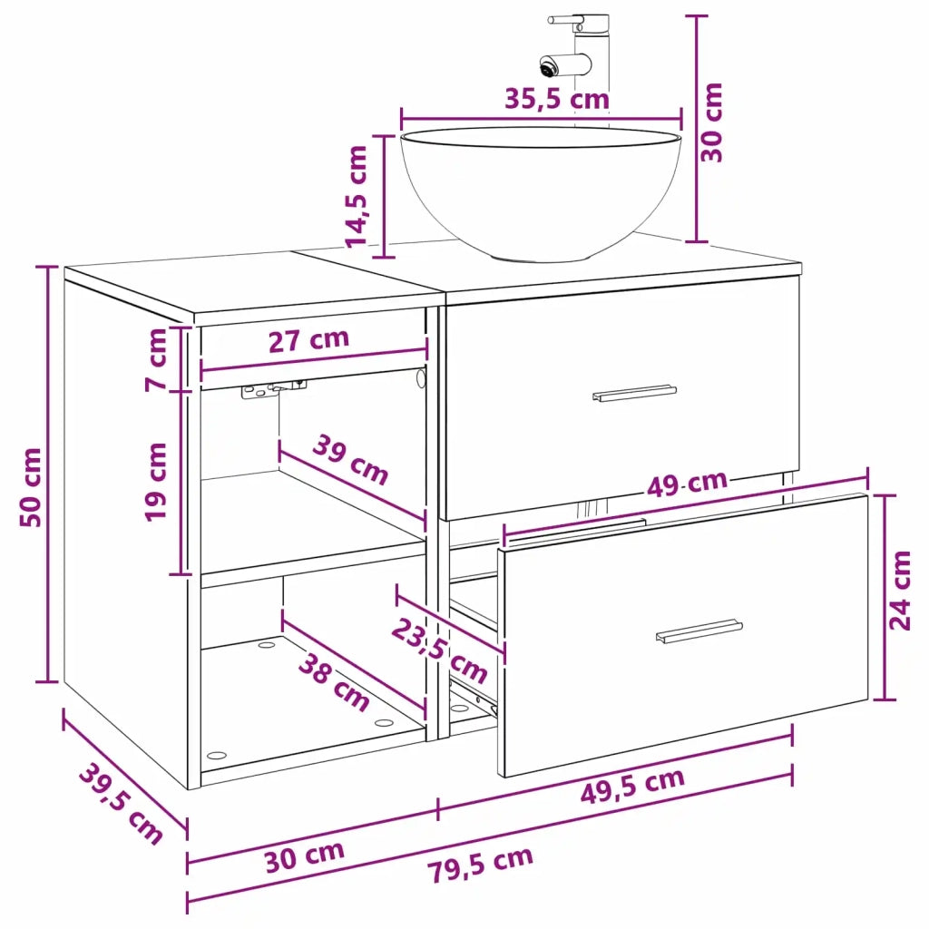 Set di mobili per il bagno 2 pz Legno antico 3403878