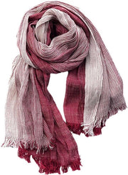 Omslagdoek estivo-autunnale - omslagdoek morbido e caldo - omslagdoek lungo di cotone con piumini - sciarpa a strisce di cotone e lino - unisex (75 x 190 cm) - rosso - 190*75cm