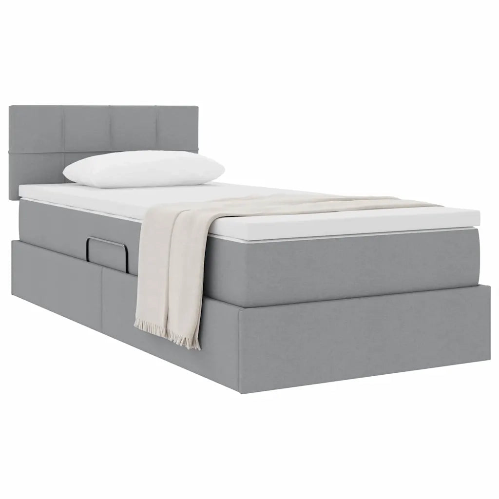 Letto con contenitore e materasso Grigio chiaro 90 x 190 cm
