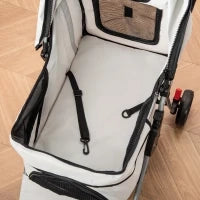 Passeggino per Cani Pieghevole con 3 Reti e Cerniera, in Ferro e Tessuto Oxford, 75x46x94 cm, Grigio