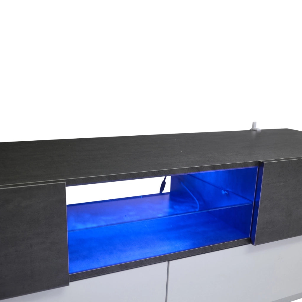 Mobile TV moderno con ripiani in vetro e illuminazione LED