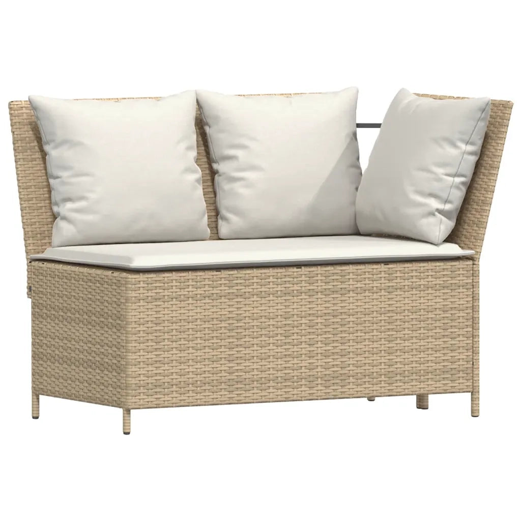 Set Divano da Giardino 3 pz con Cuscini Beige in Polyrattan