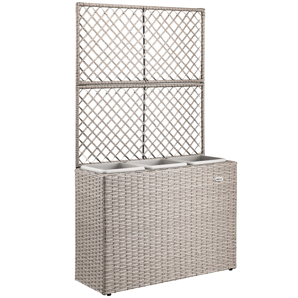 Fioriera da Giardino Polyrattan con 3vasi Estraibili per Balconi e Terrazzi Crema