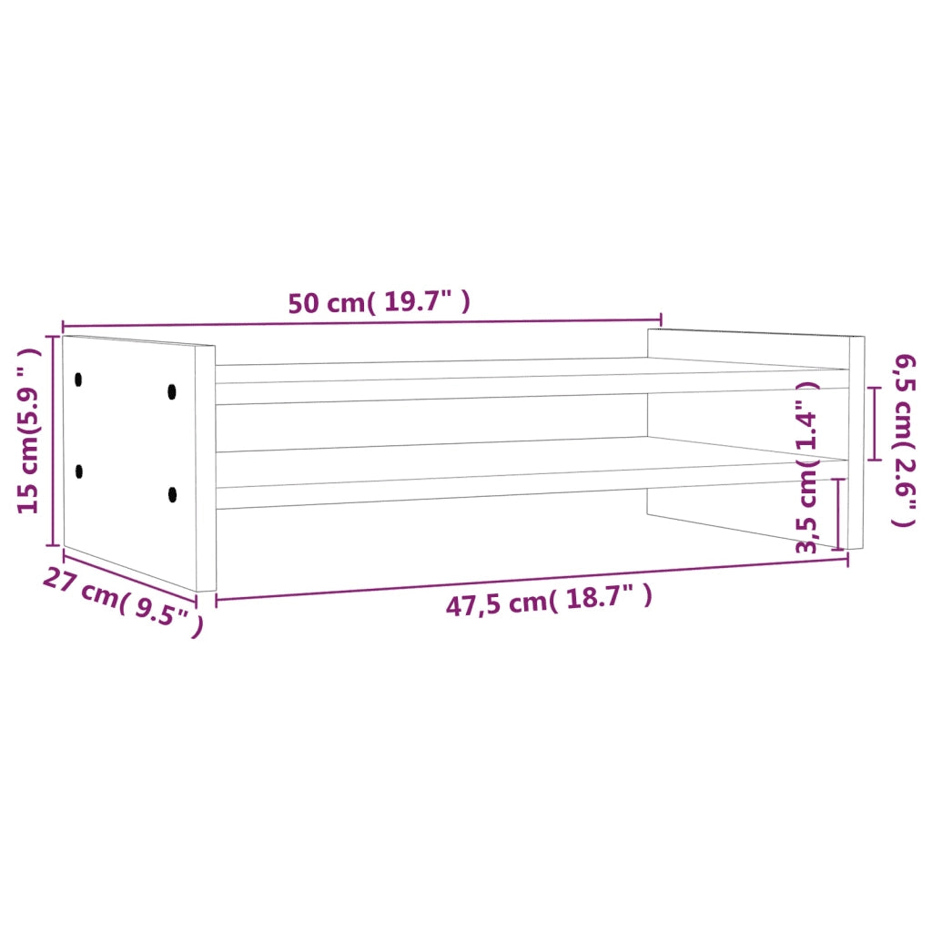 Supporto per Monitor Grigio 50x27x15 cm Legno Massello di Pino 814021